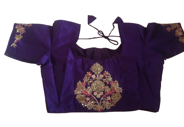 Raw Silk Purple Designer Blouse 129